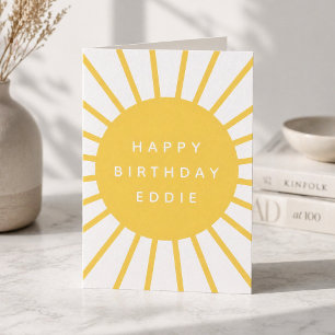 Carte Modern Sunshine   Nom personnalisé Joyeux Annivers
