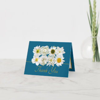 Carte Modern White Botanical Flowers Elegant Thank You