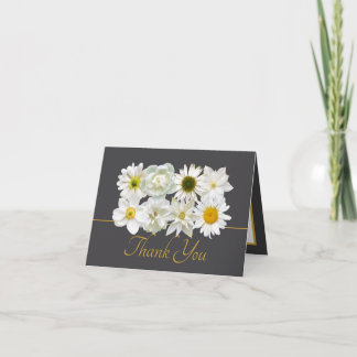 Carte Modern White Botanical Flowers Elegant Thank You
