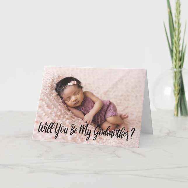 Carte Modern Will You Be My Godmère Photo (Devant)