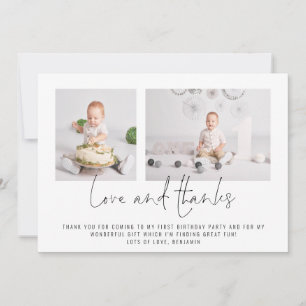 Carte Moderne 2 Photos Anniversaire Amour et Merci