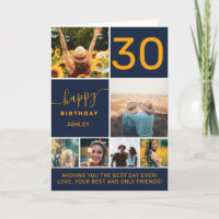 Moderne 30 anniversaire orange bleu 6 photo collag
