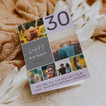 Carte Moderne 30 ans rose 6 photo collage grille<br><div class="desc">Moderne simple 30e anniversaire rose 6 photo collage grille avec rose pastel rose et gris peint couleurs modifiables et typographie moderne.</div>