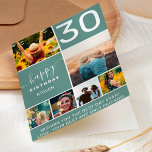Carte Moderne 30 ans sauge vert 6 photo collage<br><div class="desc">Moderne simple 30e anniversaire sage vert 6 photo collage grille avec typographie moderne.</div>