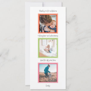 Carte moderne 3 photo Happy Mothers Day Flat Card