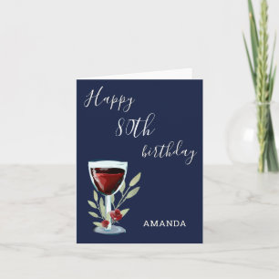 Carte moderne 80 ans Joyeux Anniversaire Vin Rouge