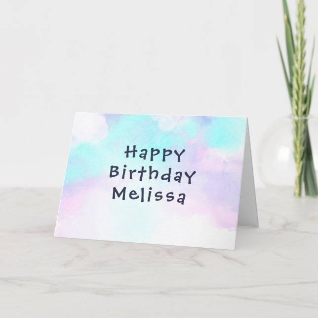 Carte Moderne Abstrait Bleu et Violet Anniversaire Aquar (Devant)