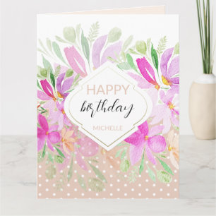 Carte Moderne aquarelle bohème florale mignonne