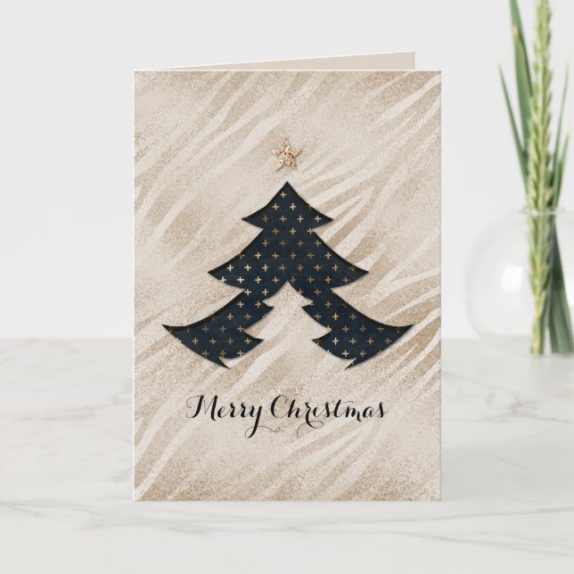 Carte moderne Black and Gold Christmas Tree (Devant)