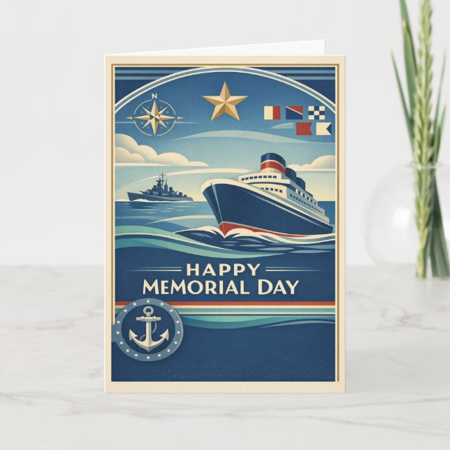 Carte Moderne Blue Nautical Memorial Day (Devant)