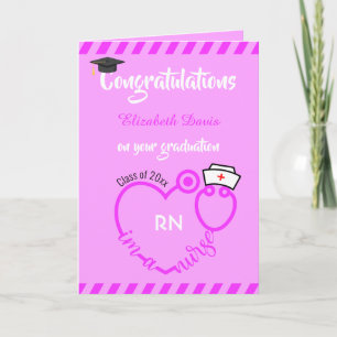 Carte Moderne Blush Pink Nurse Graduation Félicitations