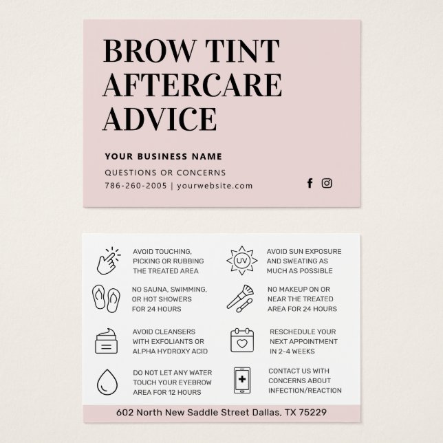Carte moderne Brow Tint Aftercare (Devant & derrière)