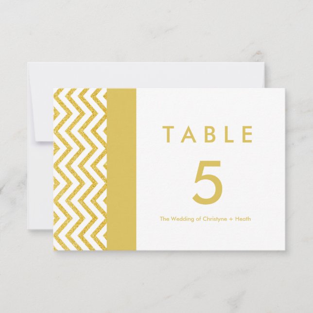 Carte moderne Chevron White & Gold Table (Devant)