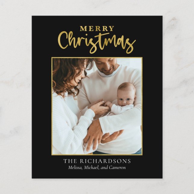 Carte moderne Christmas Photo Gold Foil (Devant)