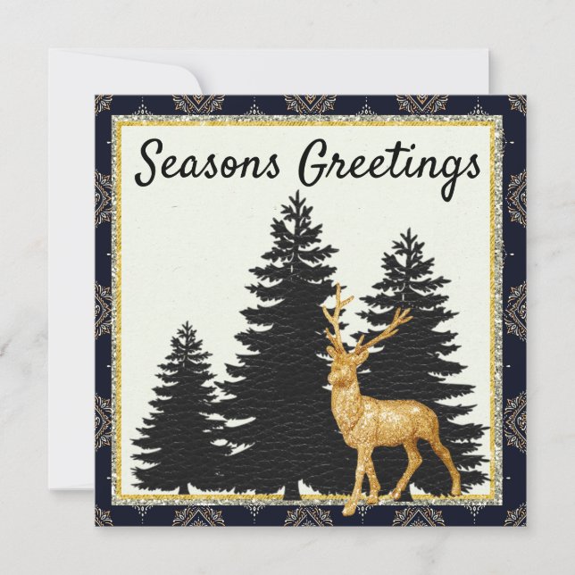 Carte moderne classique à plat de Noël avec Cerf d (Devant)