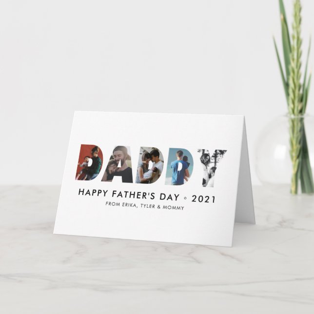 Carte Moderne Collage Photo Chic DADDY Joyeuse Fête des  (Devant)