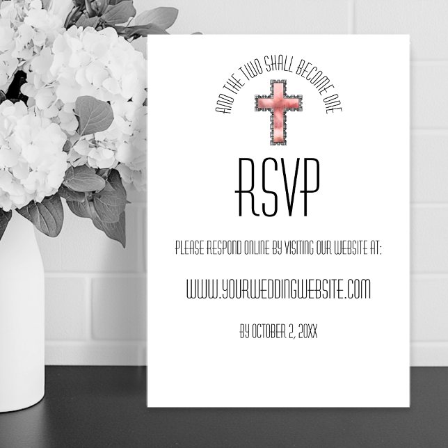 Carte moderne de mariage chrétien RSVP (Modern Minimalist Christian Two Become One Wedding RSVP Card
)