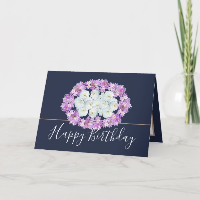 Carte Moderne élégant élégant Simple Chic Floral Anniver (Devant)