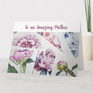Carte Moderne Extraordinaire Mère Amour Aquarelle Art Fl