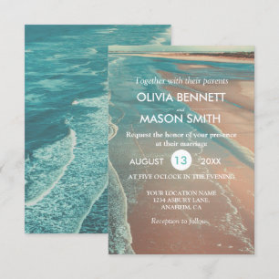 Carte moderne Fade Tropical Beach Sea Mariage Card