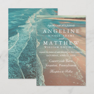 Carte moderne Fade Tropical Beach Sea Mariage Card