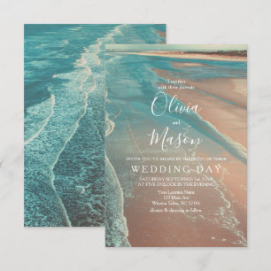 Carte moderne Fade Tropical Beach Sea Mariage Card
