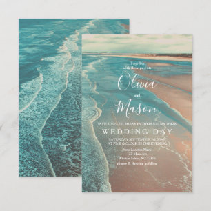 Carte moderne Fade Tropical Beach Sea Mariage Card