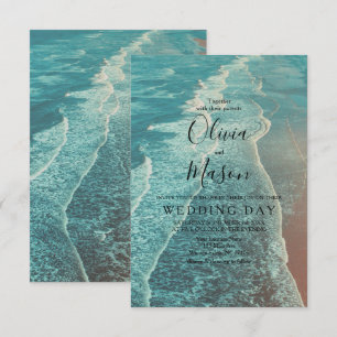 Carte moderne Fade Tropical Beach Sea Mariage Card