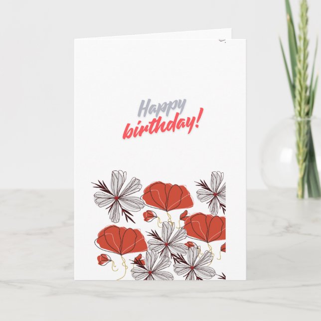 Carte Moderne Fleurie de Bon Anniversaire - Coquel (Devant)