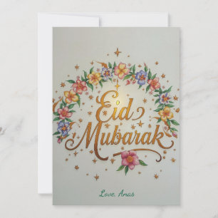 Carte moderne florale personnalisée Eid Mubarak