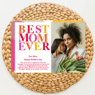 Carte Moderne Gras coloré Meilleure Maman toujours Fête