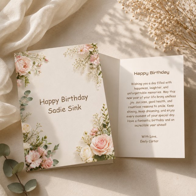 Carte Moderne Joyeux Anniversaire Fleur Stylee  (Créateur téléchargé)