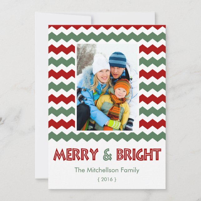 Carte moderne Joyeux rouge brillant Vert Noël Appa (Devant)