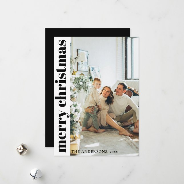 Carte moderne minimaliste Joyeux Noël (Devant/Arrière en situation)