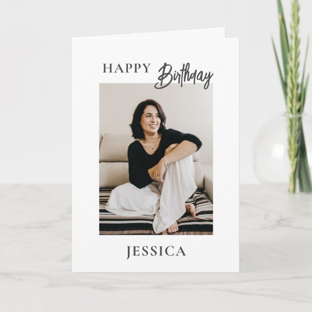 Carte Moderne Minimaliste Photo Joyeux Anniversaire (Devant)