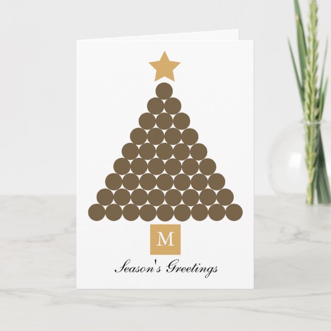 Carte moderne Monogramme Arbre de Noël - Chocolat (Devant)