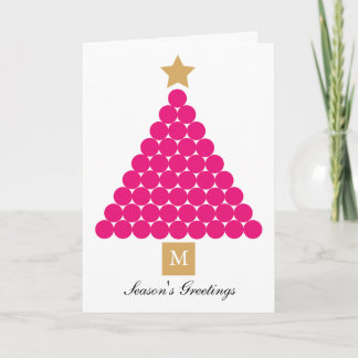 Carte moderne Monogramme Arbre de Noël - Rose