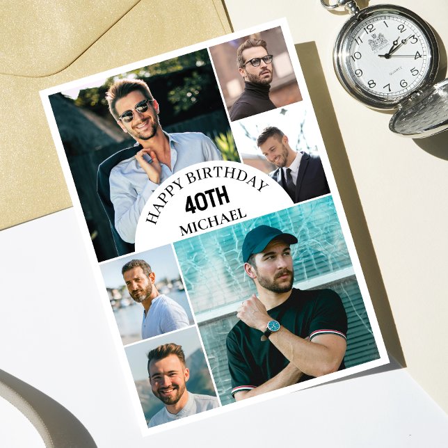 Carte Moderne N'Importe Quel Âge 6 Collage | Photo perso (Personalize the collage birthday greeting card to create a special keepsake for your loved one!)