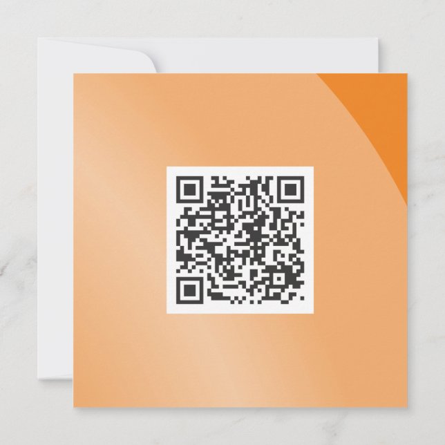 Carte Moderne Orange Monochrome Moderne Ombré Qr Code (Dos)