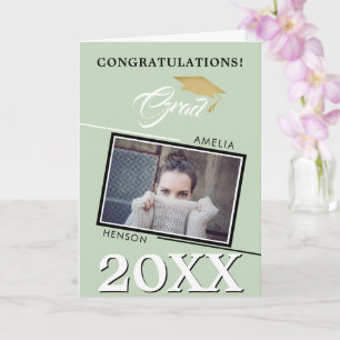 Carte Moderne Pastel Green Grad Photo Graduation