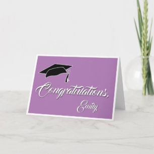 Carte Moderne Purple Félicitations Cap Graduation