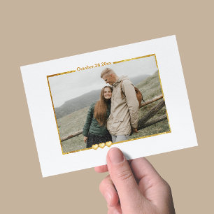 Carte moderne Rectangulaire Gold Frame Photo Holid