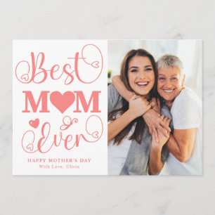 Carte Moderne Rose Meilleure Maman Photo Bonne Fête des