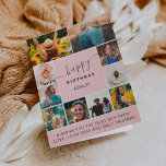 Carte Moderne rose simple anniversaire 10 photo collage<br><div class="desc">Moderne simple saumon rose10 photo collage grille avec menthe turquoise pastel et gris éditable couleurs et typographie moderne.</div>
