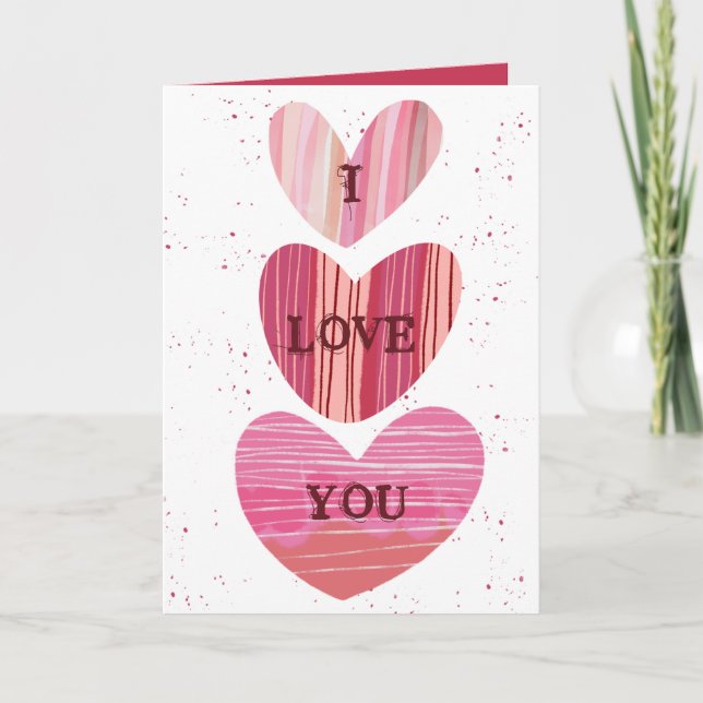 Carte Moderne Saint Valentin Cœurs Roses  (Devant)
