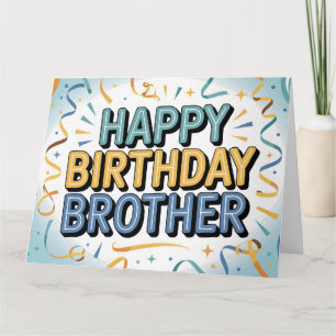 Carte Moderne sarcelle et jaune "Joyeux anniversaire frè