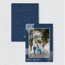 Carte moderne Silver Foil Snowflake Photo Holiday