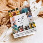Carte Moderne simple anniversaire blanc 10 photo collage<br><div class="desc">Moderne simple anniversaire noir sur blanc 10 photo collage grille et la typographie moderne.</div>