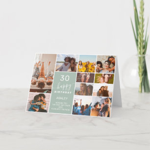 Carte Moderne simple anniversaire sauge vert 12 photo co