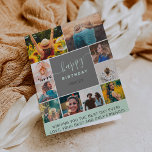 Carte Moderne simple anniversaire turquoise 10 photo col<br><div class="desc">Moderne simple anniversaire turquoise 10 photo collage grille avec menthe turquoise pastel et gris éditable couleurs et typographie moderne.</div>